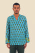 Shirt in printed cotton gauze with hoodie